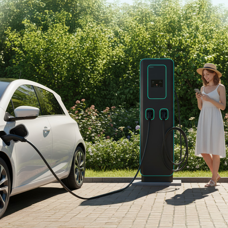 E-Auto beim Laden an einer Ladesäule